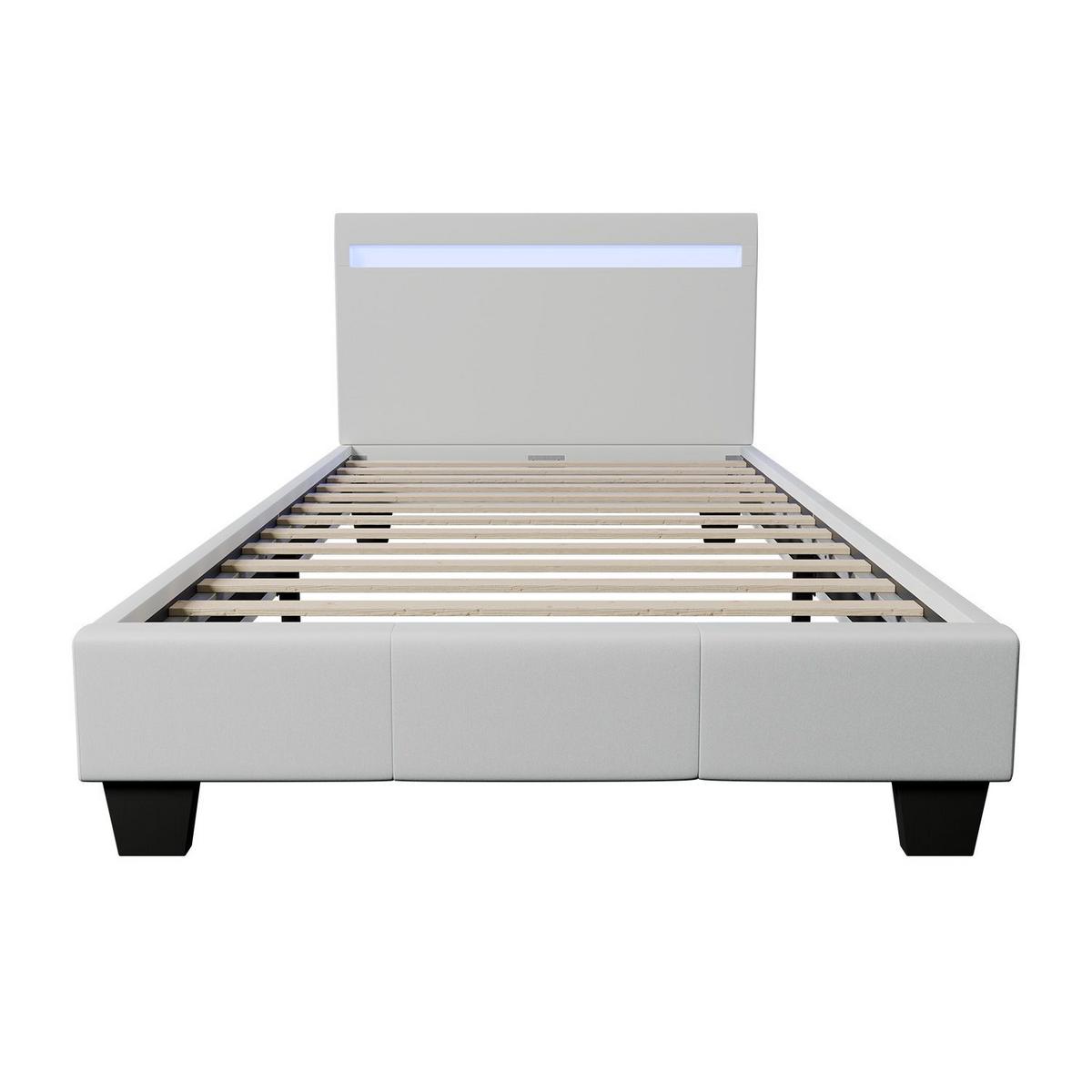 POLSTERBETT Verona mit LED weiß 90x200cm - Weiß, Holz (95/200cm) - Juskys