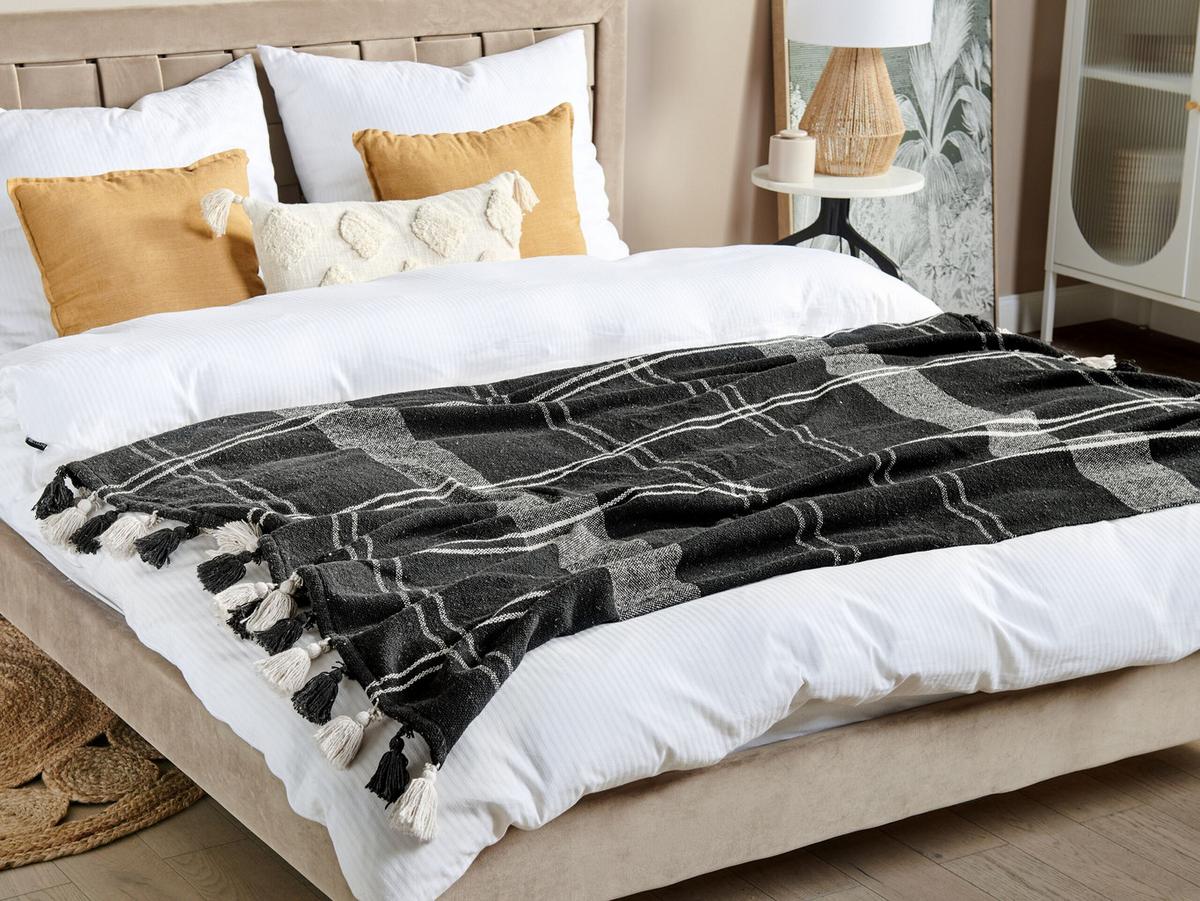 DECKE Schwarz Kulac 130/170 cm - Schwarz, Naturmaterialien/Textil (130/170cm) - Beliani