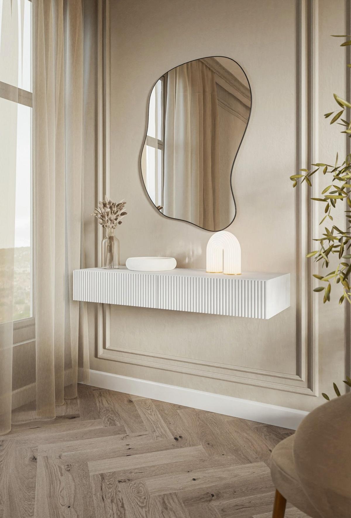 SCHMINKTISCH Veldio Weiß 110 cm - Weiß, Holzwerkstoff (110/16/40cm) - Selsey