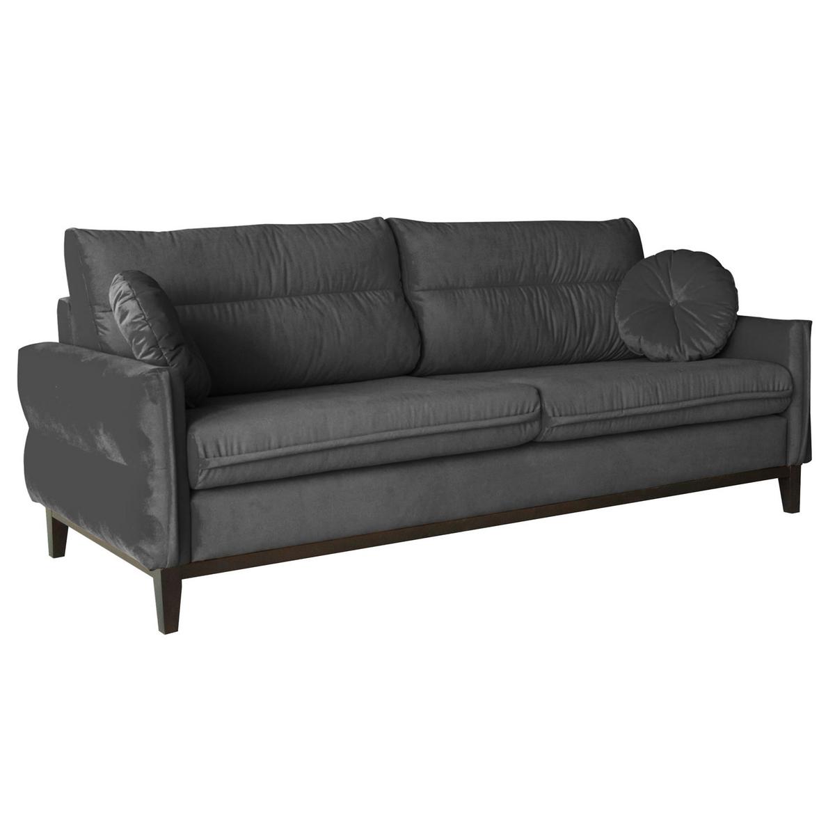 SITZGARNITUR Belweder, zwei Sofas+Sessel, Grau, Velours - Wengefarben/Dunkelgrau, Holz/Textil (268/95/94cm) - Beautysofa