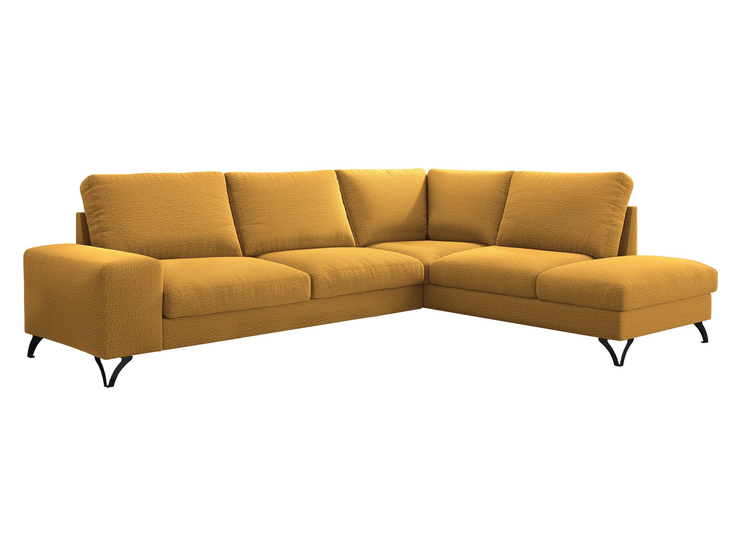 ECKSOFA Flavio Bis, Seite: Rechts - L4+L2F+R3F - Gelb/Schwarz, Holz/Textil (285/214cm) - MIRJAN24