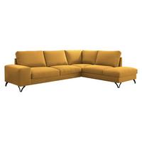 ECKSOFA Flavio Bis, Seite: Rechts - L4+L2F+R3F - Gelb/Schwarz, Holz/Textil (285/214cm) - MIRJAN24