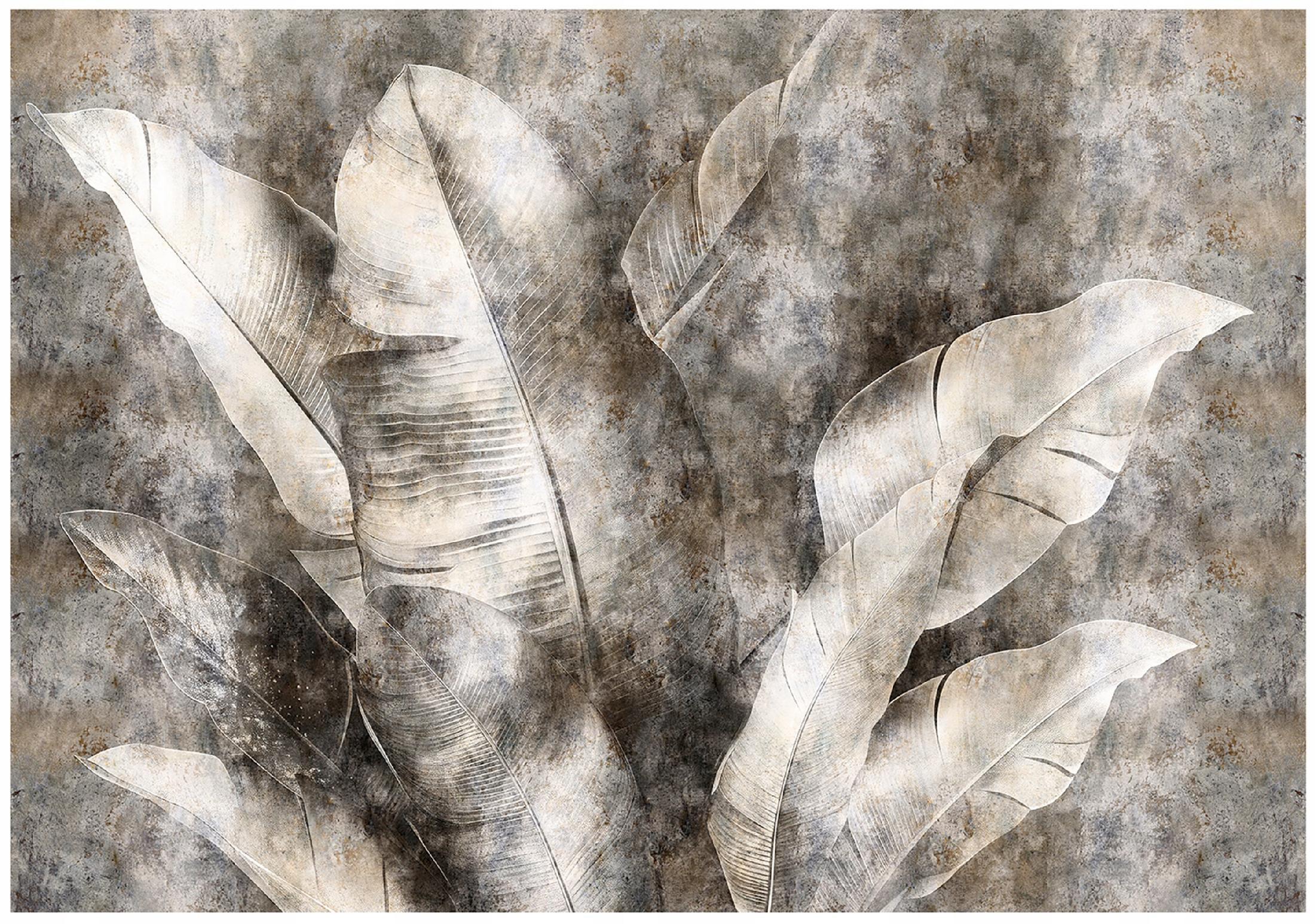 FOTOTAPETE Blätter Natur Grau Vlies Tapete Wohnzimmer 150x105 - Multicolor, Papier (150/105cm) - Wallarena