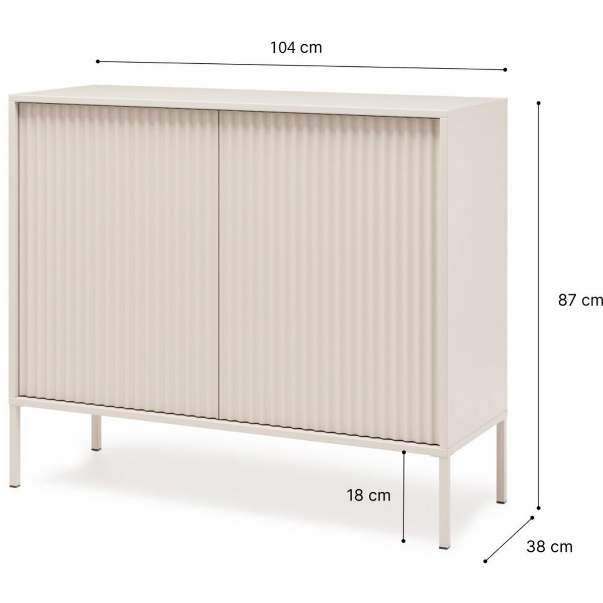 KOMMODE Noto mit 2 Türen und geriffelten Fronten, 104 cm - Kaschmir, Holzwerkstoff (104/38/87cm) - Beautysofa