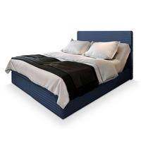 BOXBETT MILARA 200x200 cm mit Matratze und Topper, H2+H3 - Blau - Blau, Holz (200/200cm) - MASSENO
