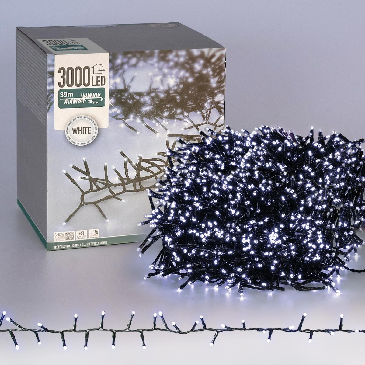 LED CLUSTER LICHTERKETTE 39m 3000LED Kaltweiß - Weiß, Kunststoff (4200cm) - ECD-Germany