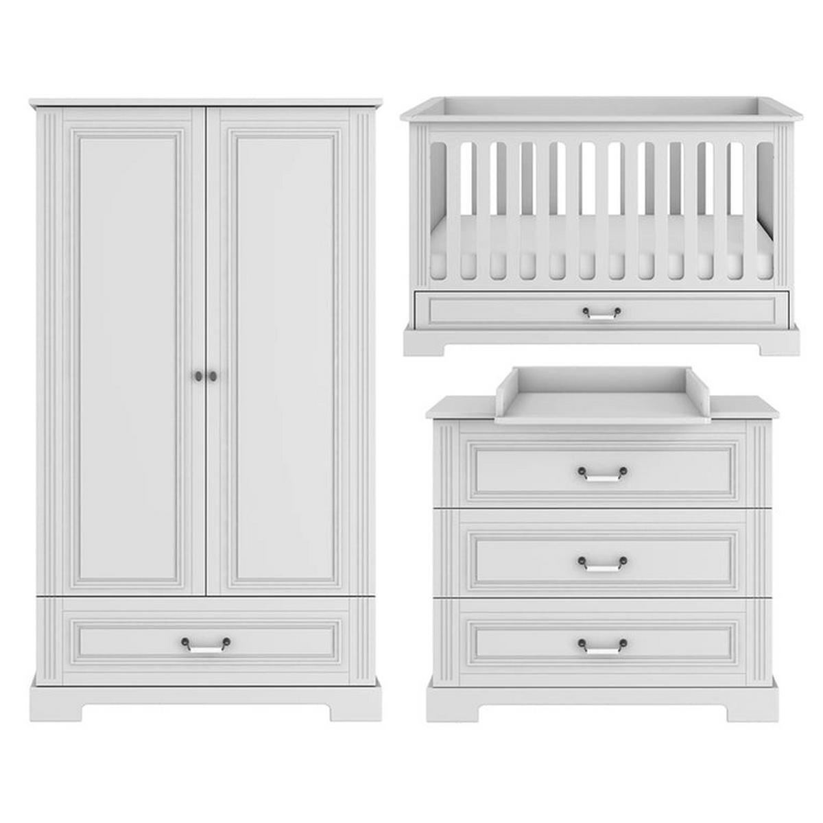 BABYZIMMER 3-teilig Weiß - Weiß, Holzwerkstoff (152/92/83cm) - Petits-meubles