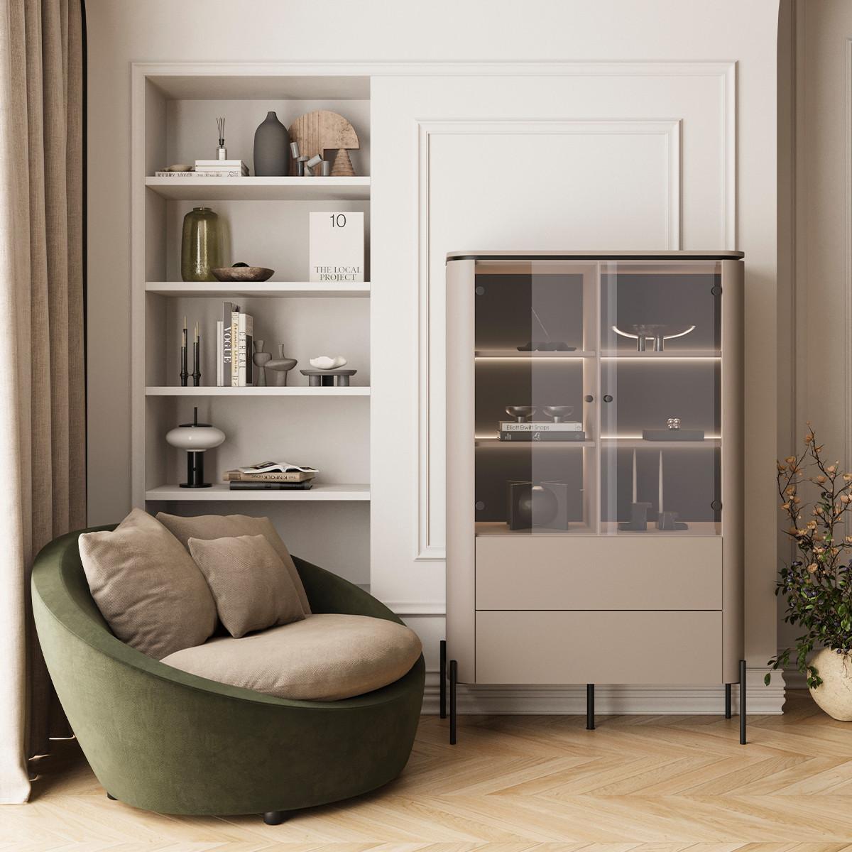 GESCHIRRSCHRANK Taupe - Taupe, Holzwerkstoff (98/160/39.5cm) - Petits-meubles