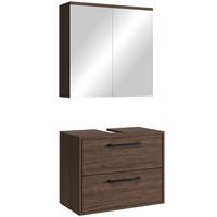 BADMÖBEL-SET Florence 2 Teile Walnuss Braun - 60 x 35 x 51 cm - Eichefarben, Holz (60/47/35cm) - Badplaats