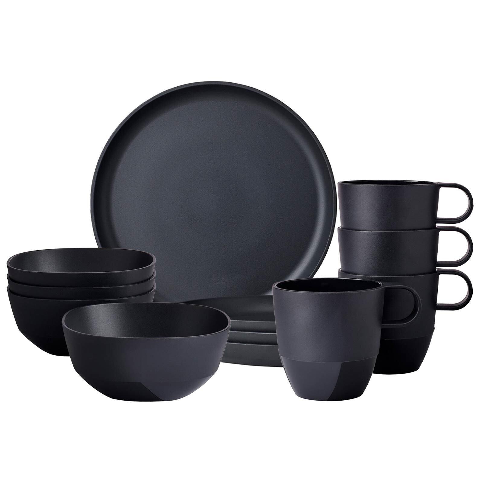 FRÜHSTÜCKS-SET Silueta Nordic Black 12-tlg. - Schwarz, Kunststoff (2/2/2cm) - Mepal