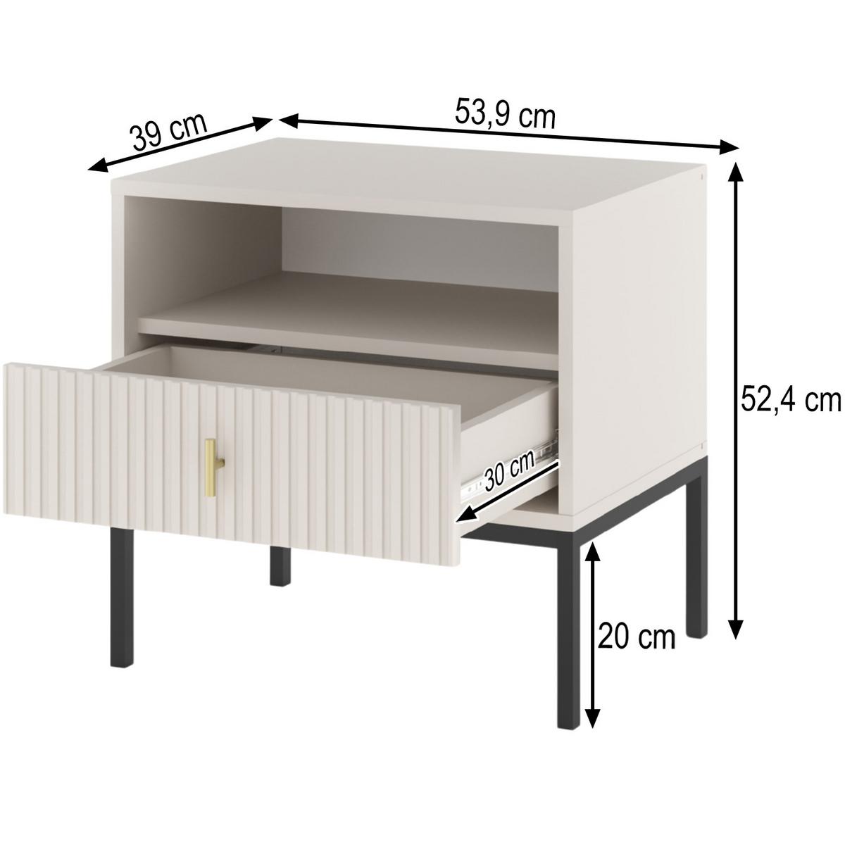 NACHTTISCH Marvello mit 1 Schublade, Kaschmir+Schwarz - Kaschmir/Schwarz, Holzwerkstoff/Metall (54/52/39cm) - Beautysofa