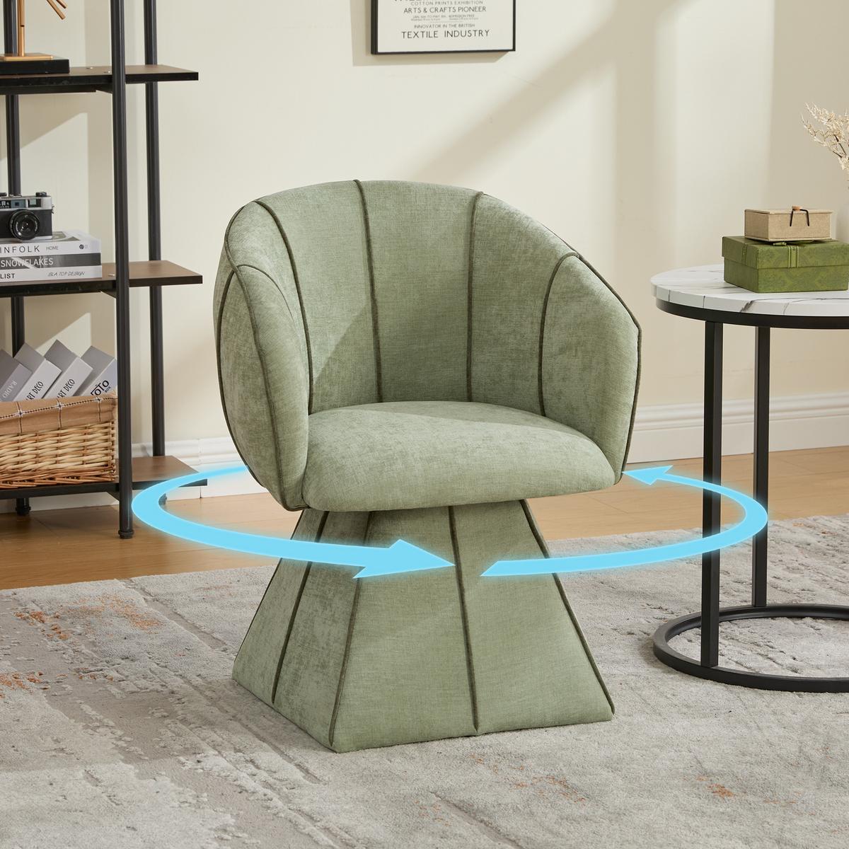 DREHSTUHL 360° Chenille Ergonomischer Sessel Wohnzimmer & Schlafzimmer - Olivgrün, Textil (56/74.5/54cm) - Urban Meuble