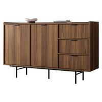 KOMMODE Edison 2D3S - Nussbaumfarben/Schwarz, Holzwerkstoff/Metall (150/90/40cm) - MIRJAN24
