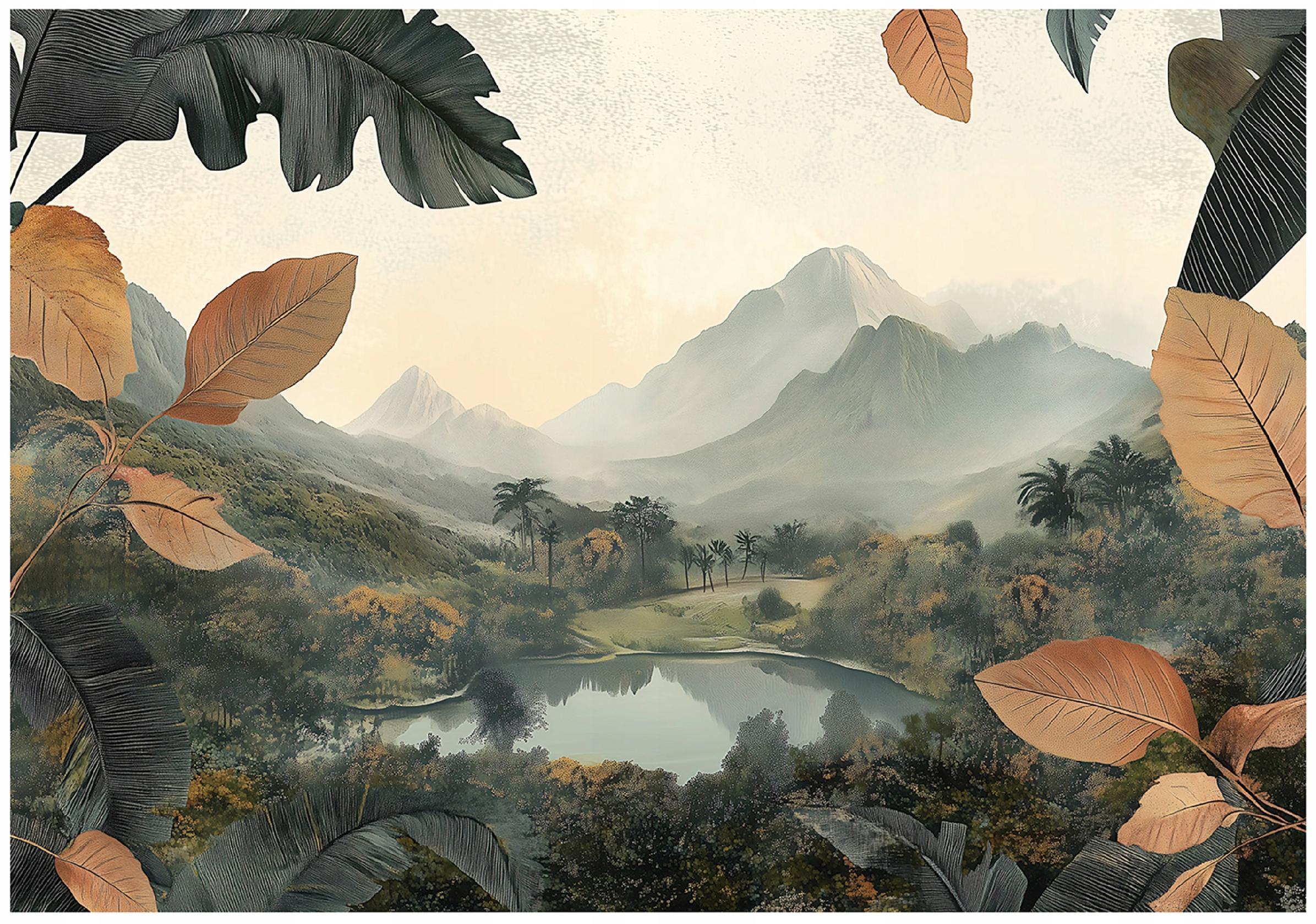 FOTOTAPETE Berge Natur Wald Vlies Tapete Wohnzimmer 200x140 - Multicolor, Papier (200/140cm) - Wallarena