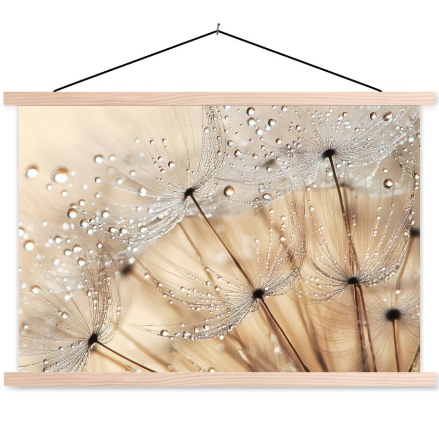 POSTER MIT MAGNETLEISTEN Löwenzahn - Abstrakt - Natur - Beige Wanddeko 90x60 cm - Braun, Textil (90/60/0.15cm) - MuchoWow