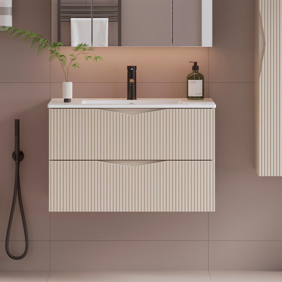 WASCHTISCH 80cm Tao Kaschmir - Beige, Holzwerkstoff (80/50/45.8cm) - Petits-meubles
