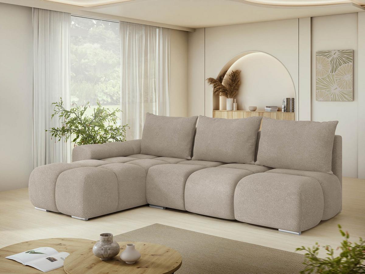 ECKSOFA Bestii, Seite: Links - Beige/Schwarz, Holz/Kunststoff (270/183cm) - MIRJAN24