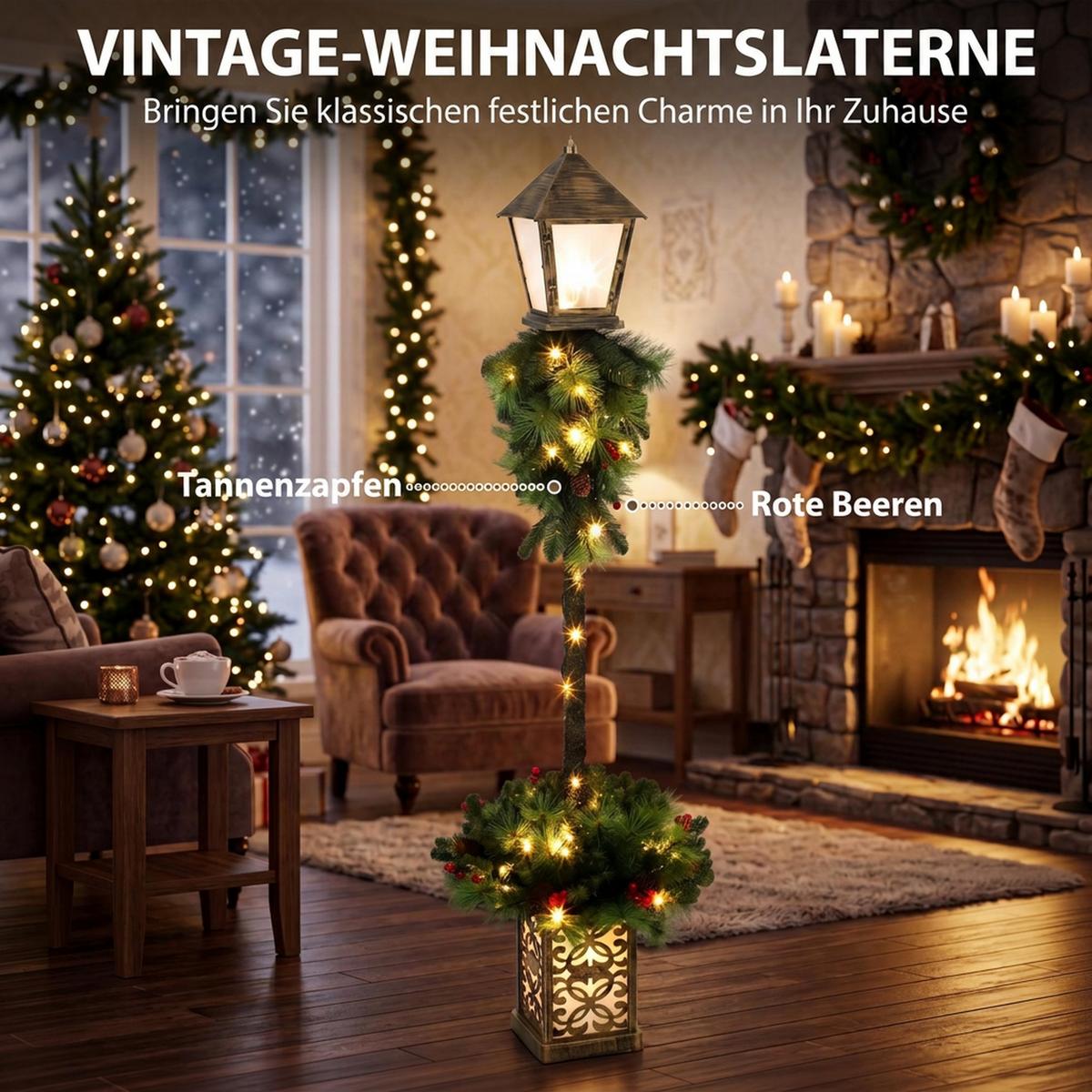 WEIHNACHTSLATERNE PVC Metall Kunststoff Grün - Grün, Kunststoff (43/43/150cm) - Outsunny