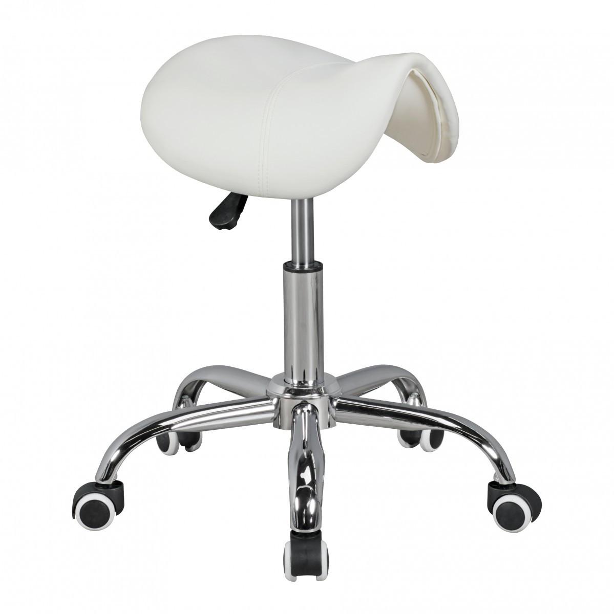 SATTELHOCKER höhenverstellbar mit 100 kg Belastbarkeit BEVANO, Weiß 60x60x60 cm - Silberfarben/Weiß, Kunststoff/Textil (60/60/60cm) - KADIMA DESIGN