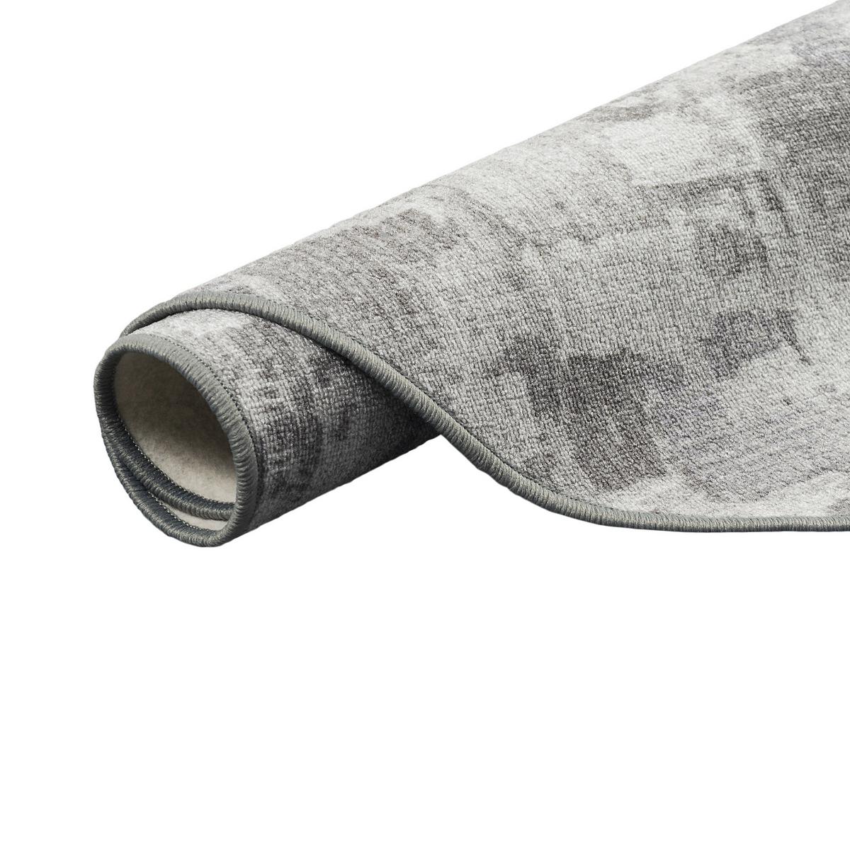 FEINSCHLINGEN VELOUR TEPPICH STRONG TREND RUND - Hellgrau, Textil (100/100cm) - Snapstyle