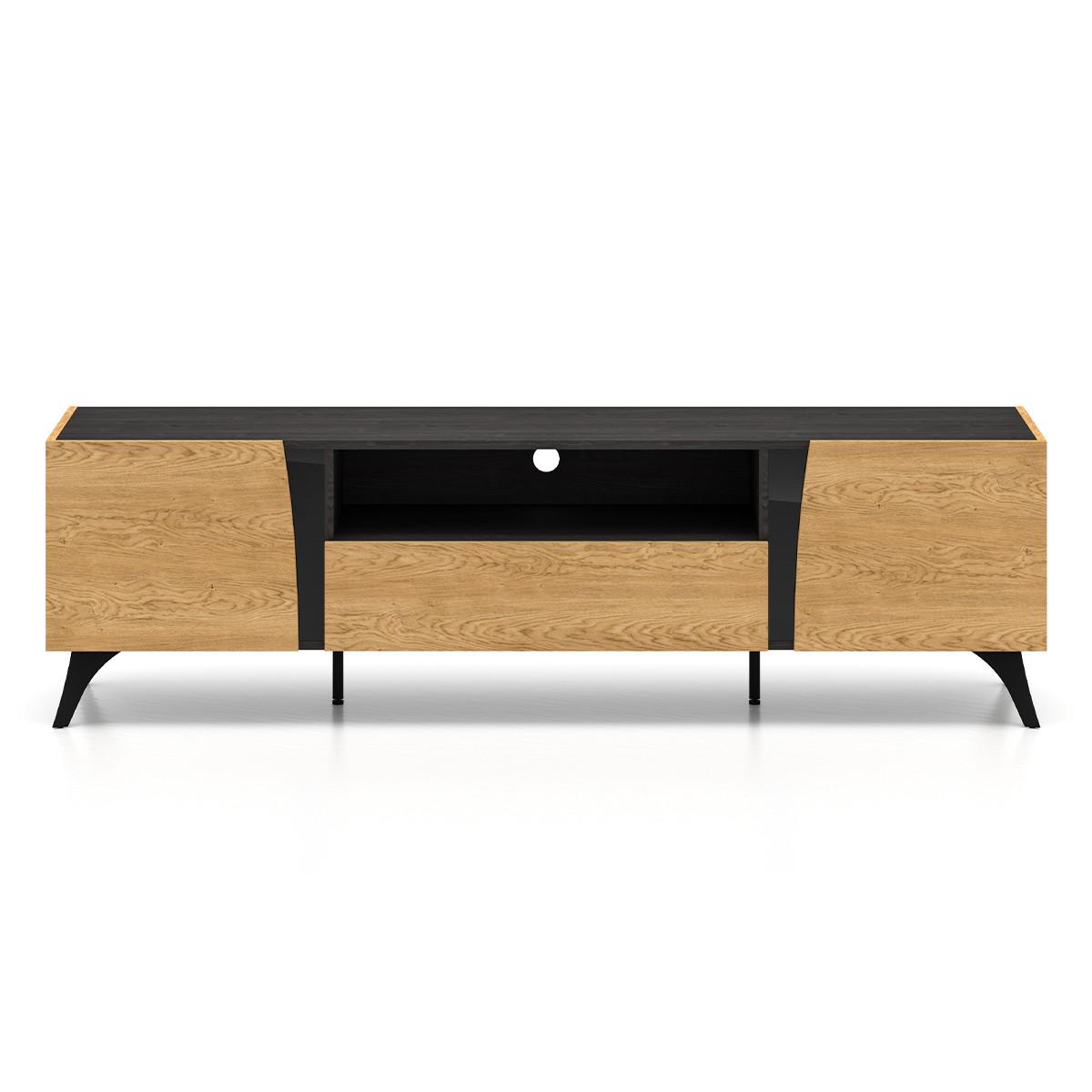 TV-MÖBEL Soah Holz und Schwarz - Schwarz, Holzwerkstoff (180/52/40cm) - Petits-meubles
