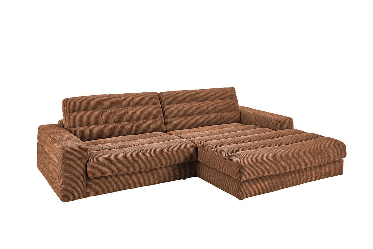 ECKSOFA LANA SOFA Braun Cord - Schwarz/Braun, Textil (296/205cm) - KAWOLA