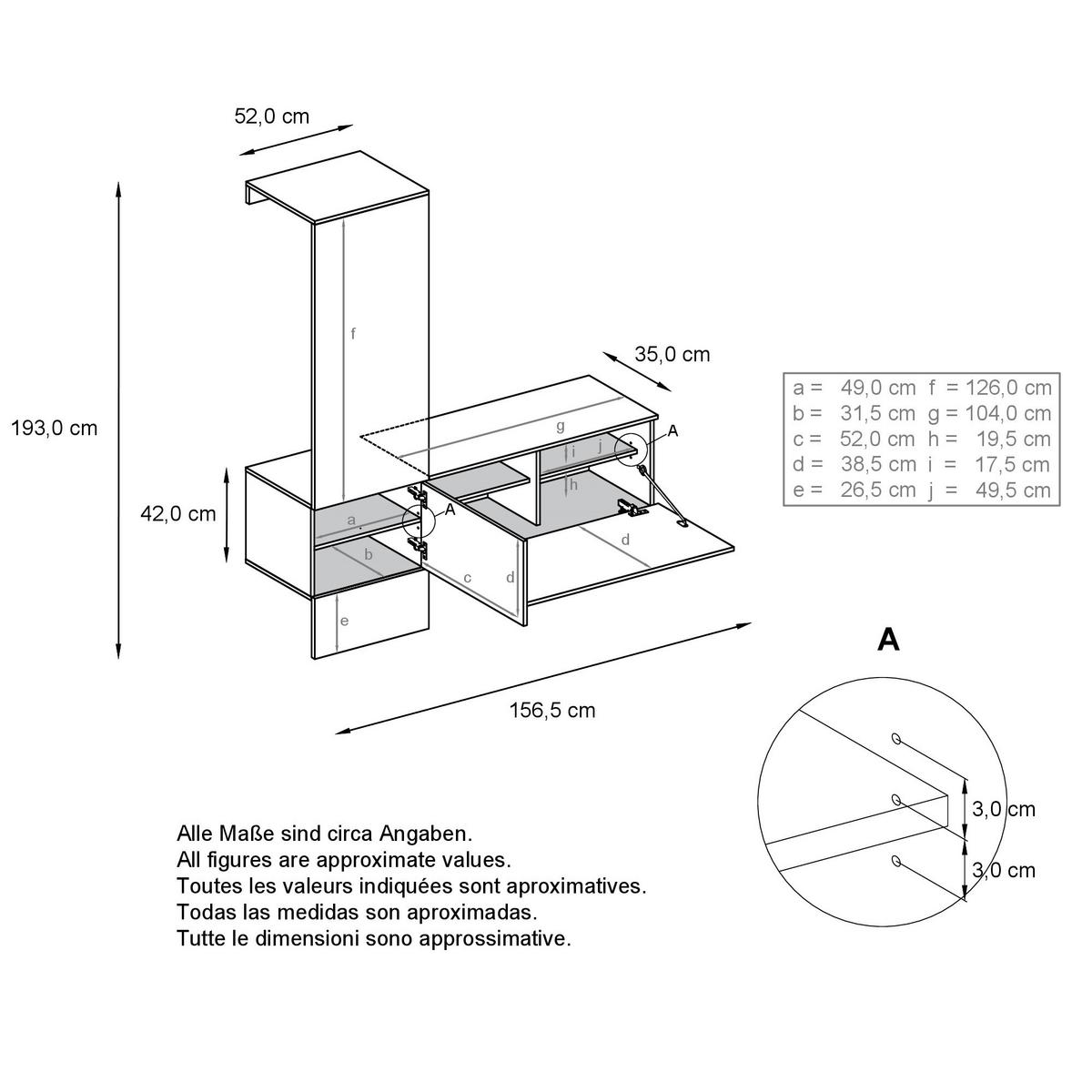 GARDEROBE Carlton Paneel in Eiche Nordic - Silbereichenfarben, Holzwerkstoff (156.5/193/35cm) - Vladon