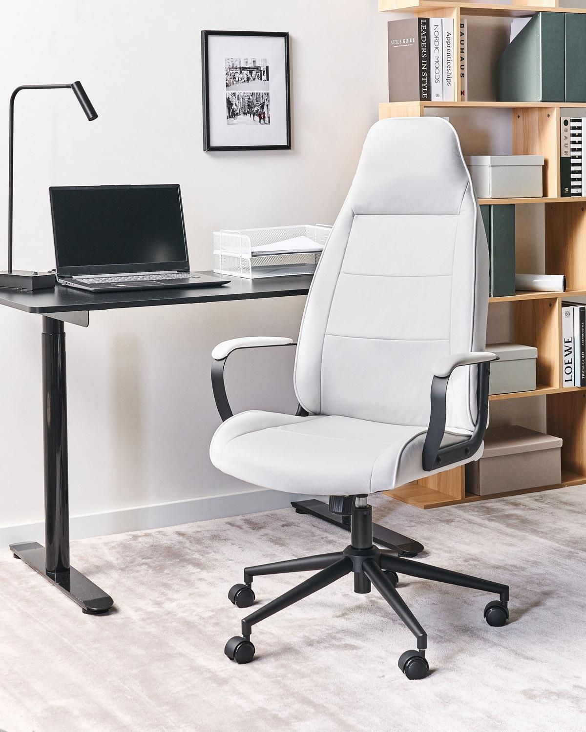 BÜROSTUHL Cremeweiß Rebel - Schwarz/Weiß, Textil (67/120/67cm) - Beliani