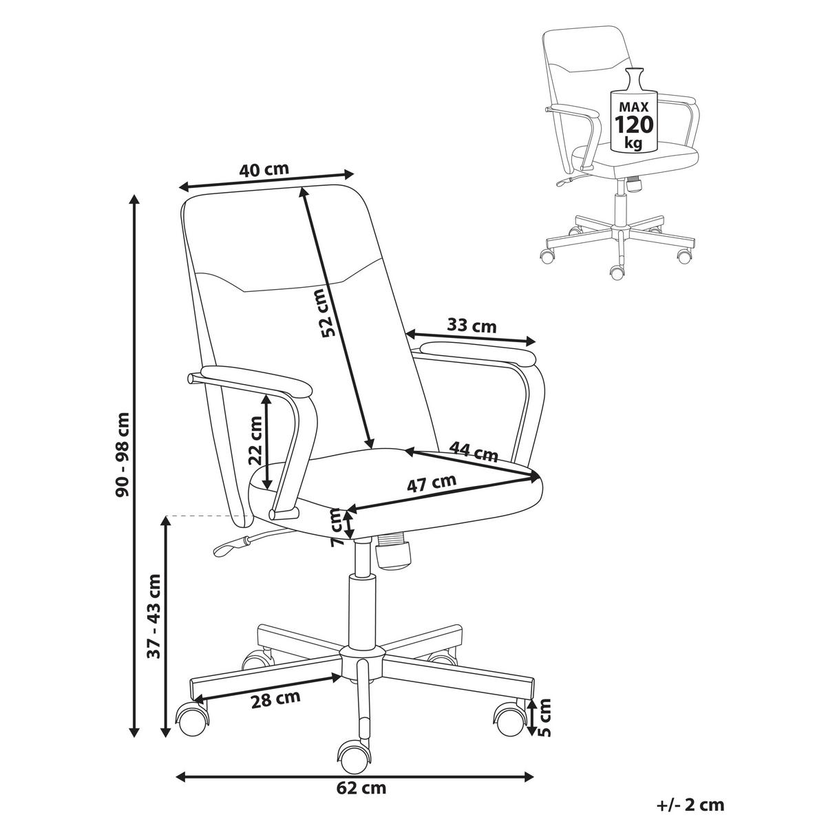 BÜROSTUHL Stoff Dunkelgrün Caroga - Schwarz/Grün, Textil (62/90/62cm) - Beliani
