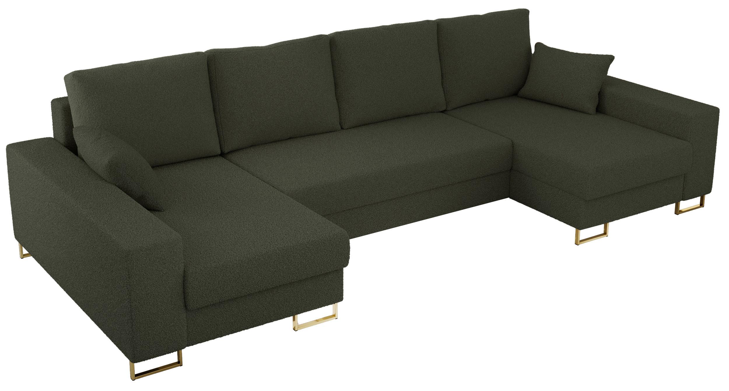 WOHNLANDSCHAFT DORIAN U Bouclé Grün - Goldfarben/Grün, Textil/Metall (312/85/138cm) - MKS