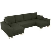WOHNLANDSCHAFT DORIAN U Bouclé Grün - Goldfarben/Grün, Textil/Metall (312/85/138cm) - MKS