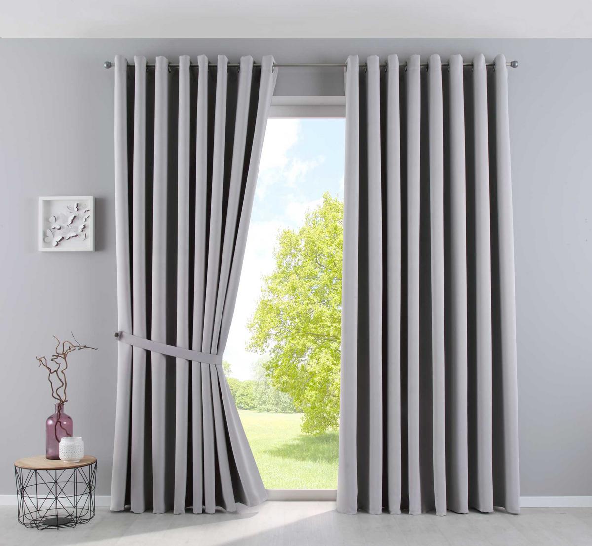 VORHANG »NEW YORK« HxB 160x140 cm Grau - Grau, Textil (140/160cm) - Gardinenbox