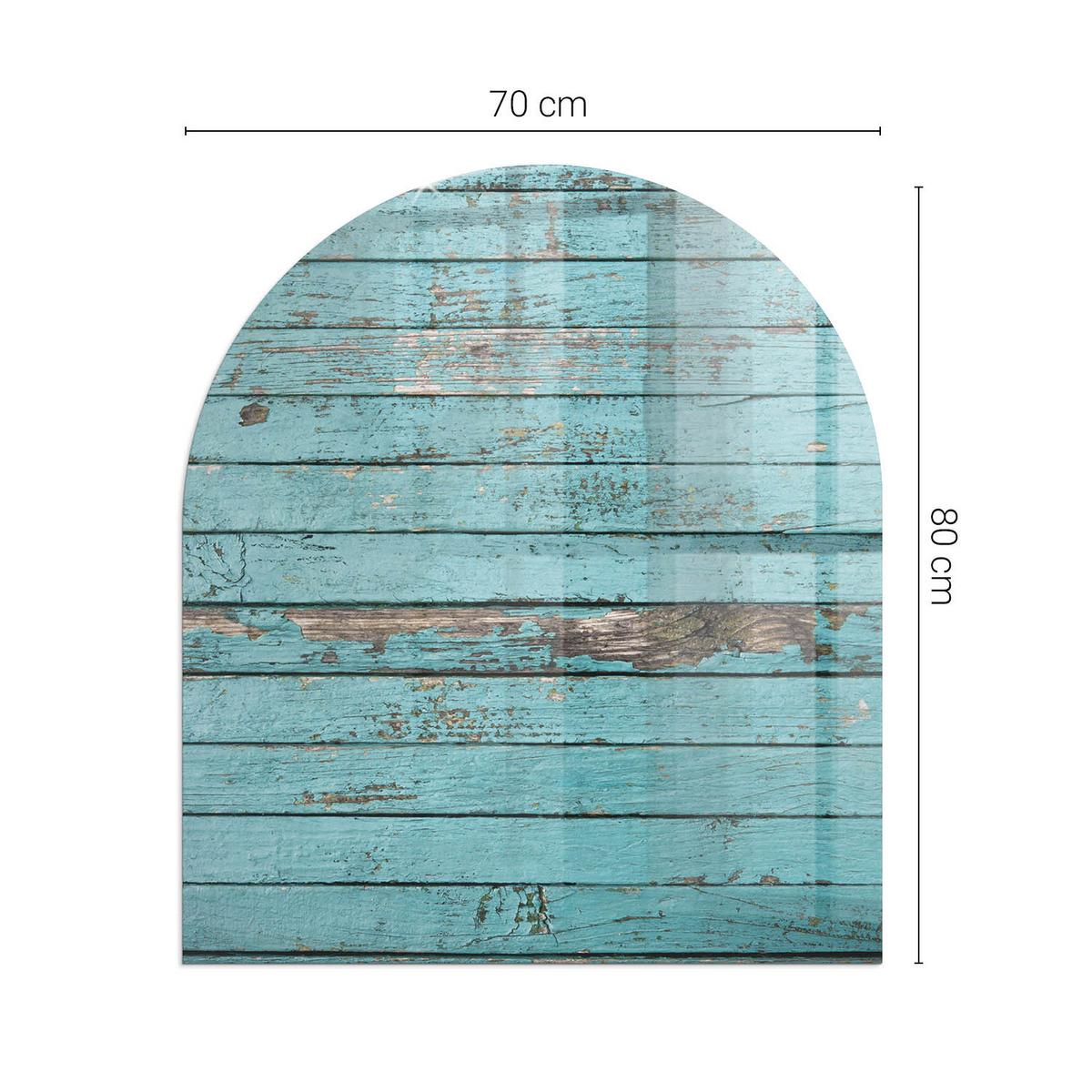 GLASPLATTE für Kamin 80x70 cm - Türkis, Glas (80/70/0.4cm) - TULUP