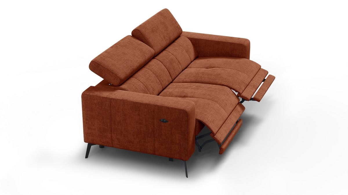 RELAXSOFA MORELLO 3-Sitzer, rostrot, 2 x Relax Zero Gravity - Orange, Holz/Textil (206/82/103cm) - Wozimo