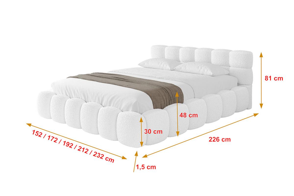 POLSTERBETT mit Bettkasten und Lattenrost, Bett mit Matratze H3/H4 - LEYA-v1 180x200 Weiß - Weiß, Holzwerkstoff/Textil (180/200cm) - ALTDECOR
