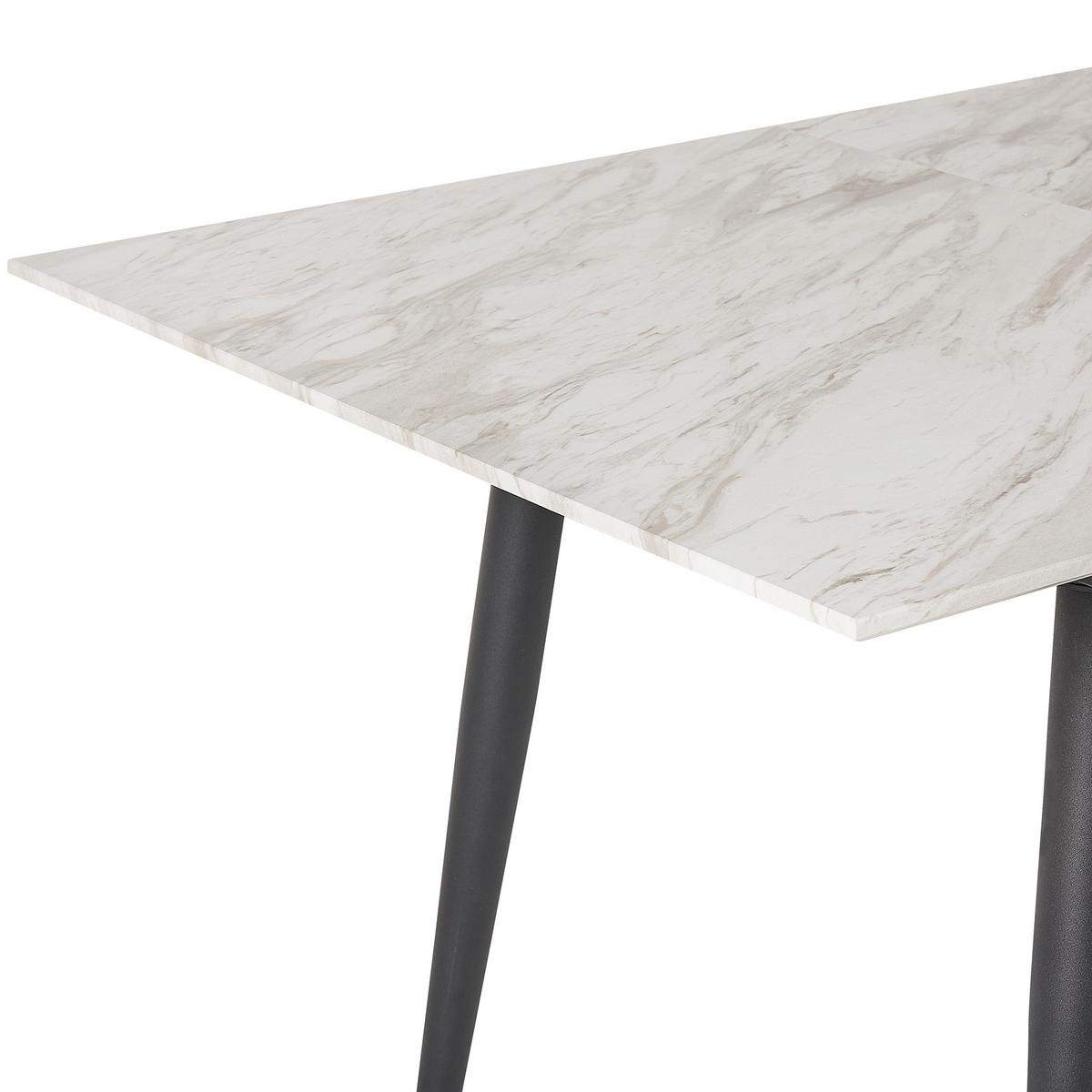 ESSTISCH 120-150/80/75 cm Weiß schwarz Rechteckig Eftalia - Weiß, Holzwerkstoff (150/80/75cm) - Beliani