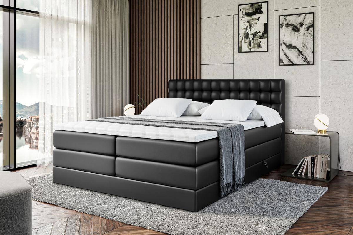 BOXSPRINGBETT VIONE KING - 140 x 200 - H3/H4 - Schwarz Hochglanz - Schwarz Hochglanz, Holzwerkstoff (140/200cm) - ALTDECOR