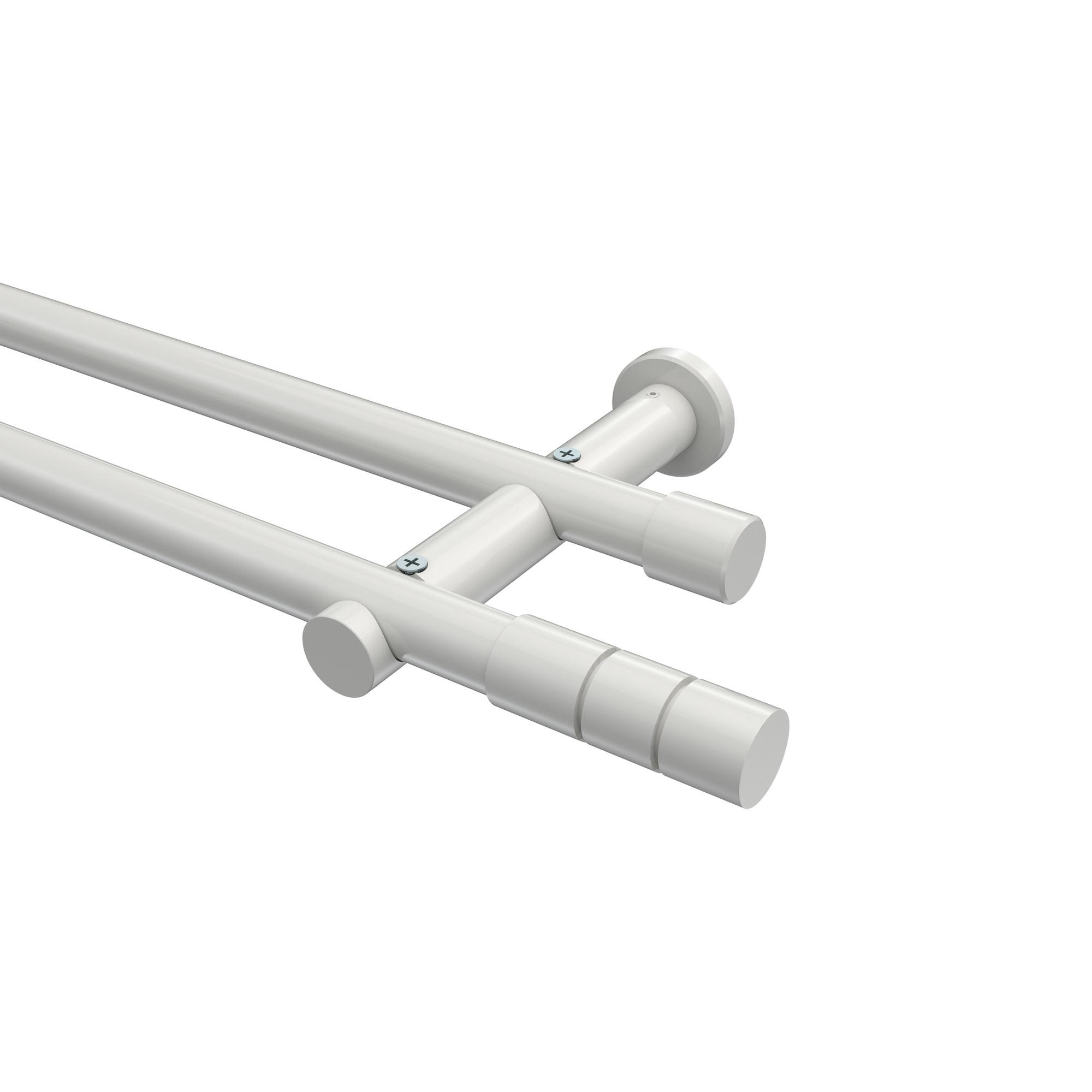 GARDINENSTANGE Platon Elanto 400 cm (geteilt in 2 x 200 cm), 2-läufig (ohne Ringe), 20 mm Ø Weiß - Weiß, Metall (400cm) - INTERDECO