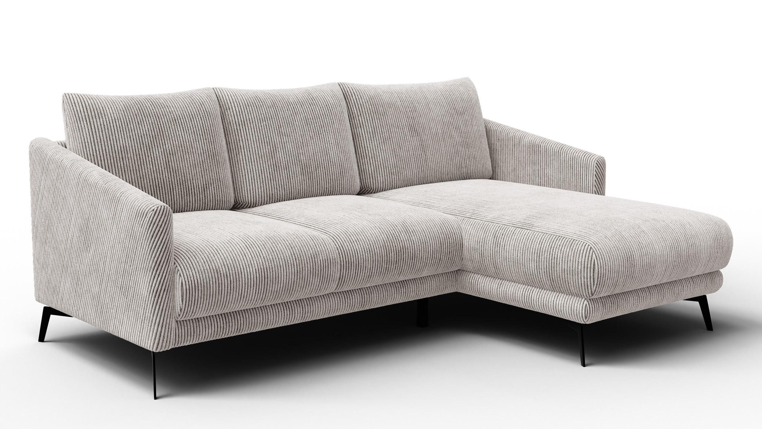 ECKSOFA VILT 3-Sitzer, perlweiß - Schwarz/Weiß, Holzwerkstoff/Textil (221/156cm) - Wozimo