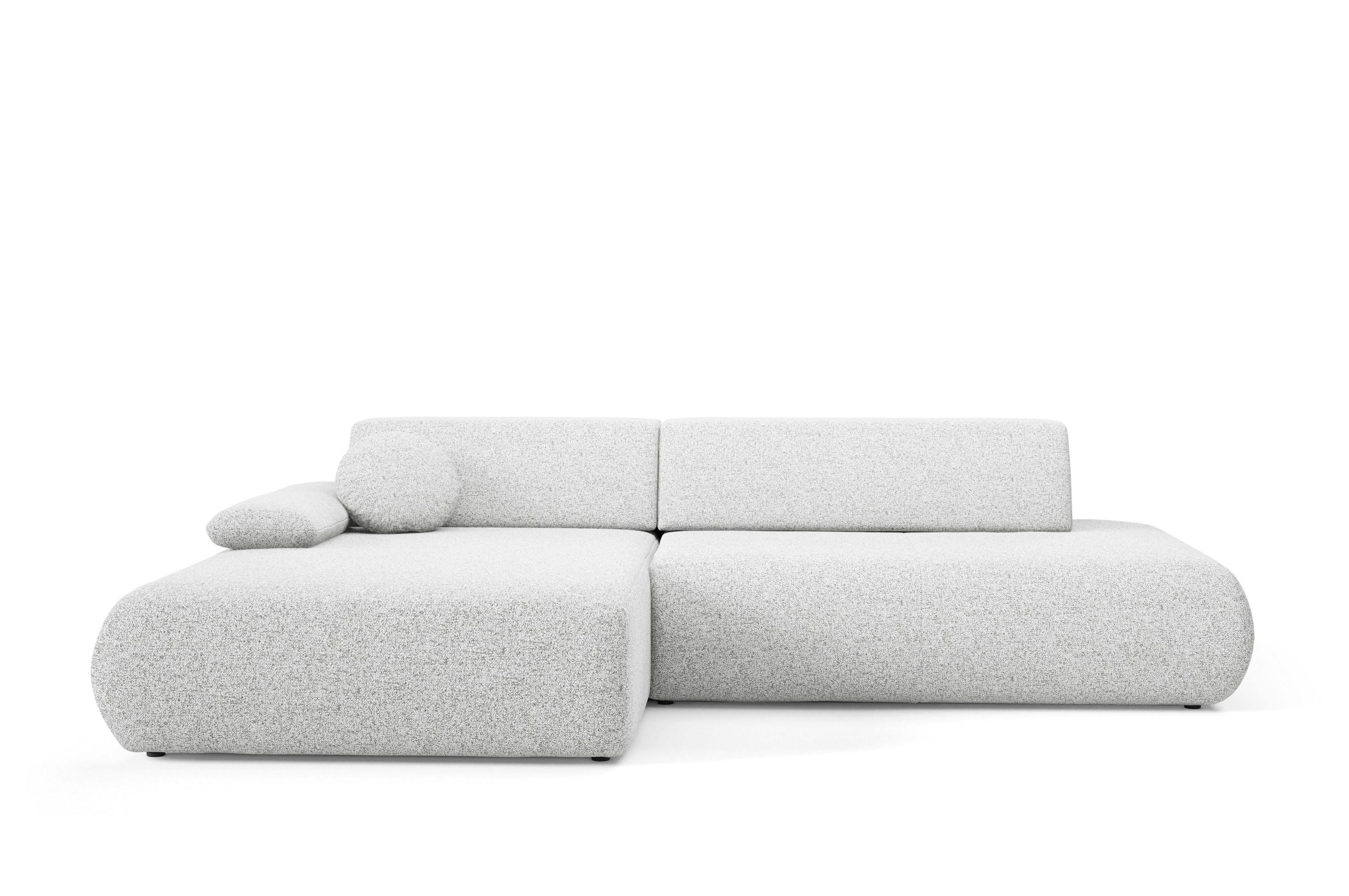ECKSOFA DELTA L-S Hellgrau Geflochtener Stoff mit Schlaffunktion - Hellgrau, Holz (286/173.5cm) - MASSENO
