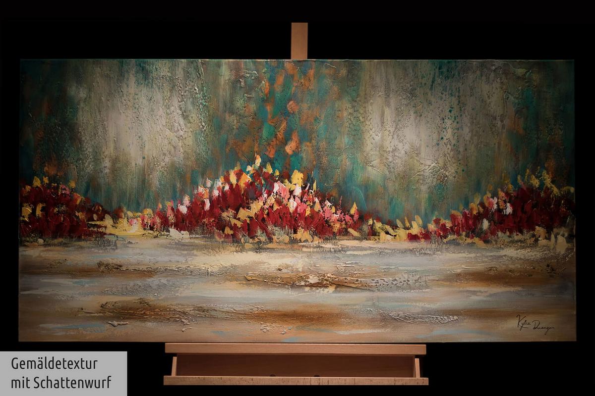 ACRYLBILD HANDGEMALT 120/60 cm - Blau/Rot, Holz/Textil (120/60cm) - KUNSTLOFT