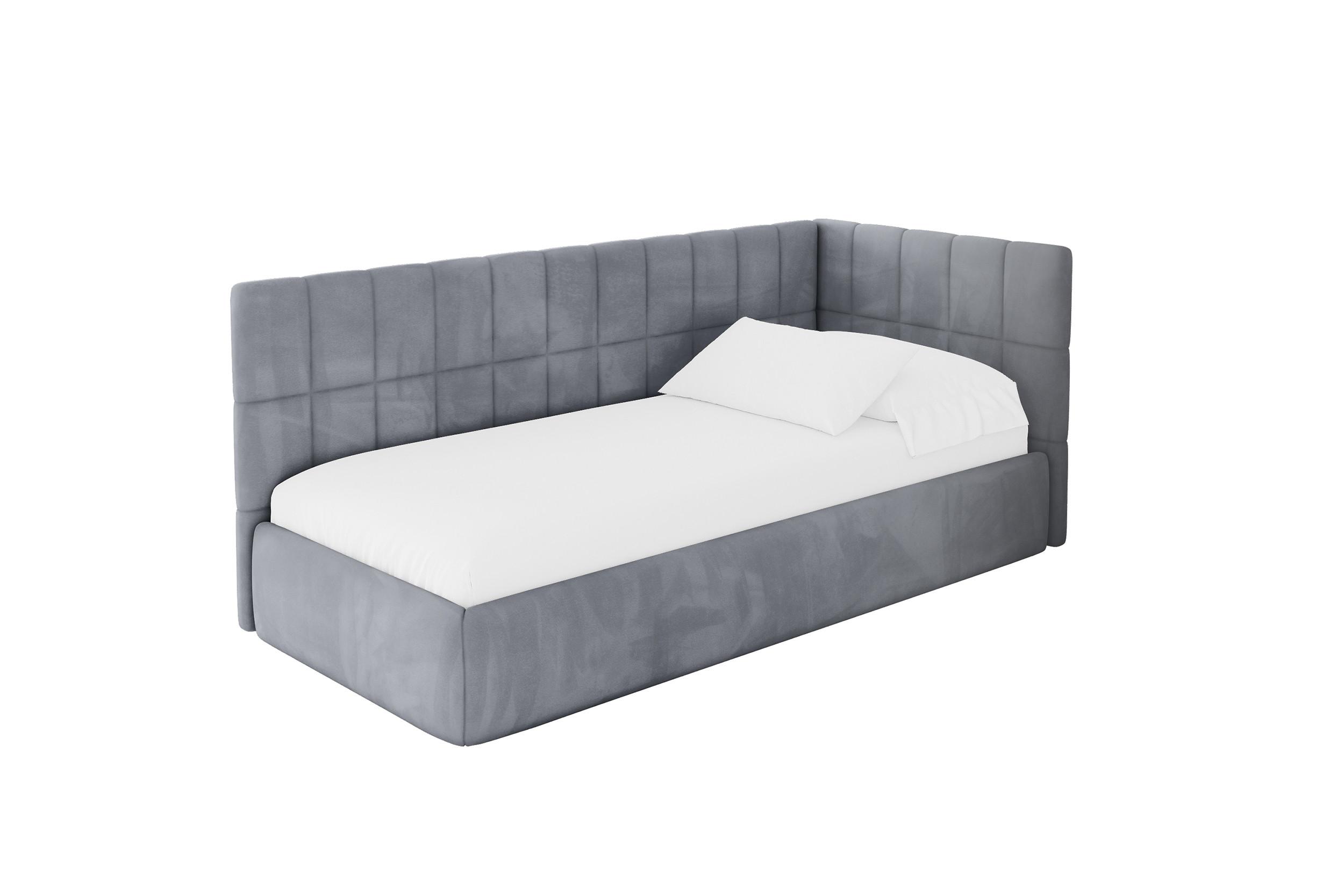 EINZELLBETT Jugendbett mit Bettkasten, Links - TULY 100x200 Grau - Grau, Holzwerkstoff/Textil (100/200cm) - ALTDECOR