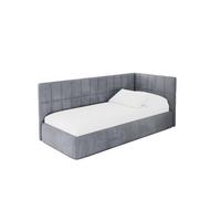 EINZELLBETT Jugendbett mit Bettkasten, Links - TULY 90x200 Grau - Grau, Holzwerkstoff/Textil (90/200cm) - ALTDECOR
