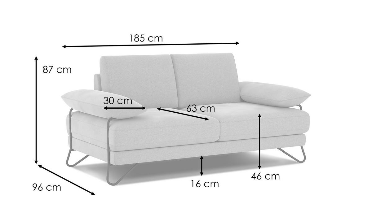 SOFA LORI 2-Sitzer, weiß - Schwarz/Weiß, Holzwerkstoff/Textil (185/87/96cm) - Wozimo