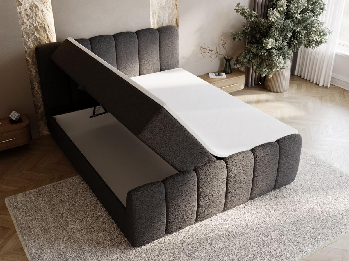 BOXBETT Cloud 140x200 Bouclé-Stoff Schwarz - Schwarz, Holz/Textil (140/200cm) - Graingold