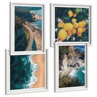 BILDER SET 4er Set - 50x50 cm & 40x60 cm Weißer Rahmen - Meerstrand Zitronen Berge - Weiß, Kunststoff (50/50cm) - TULUP