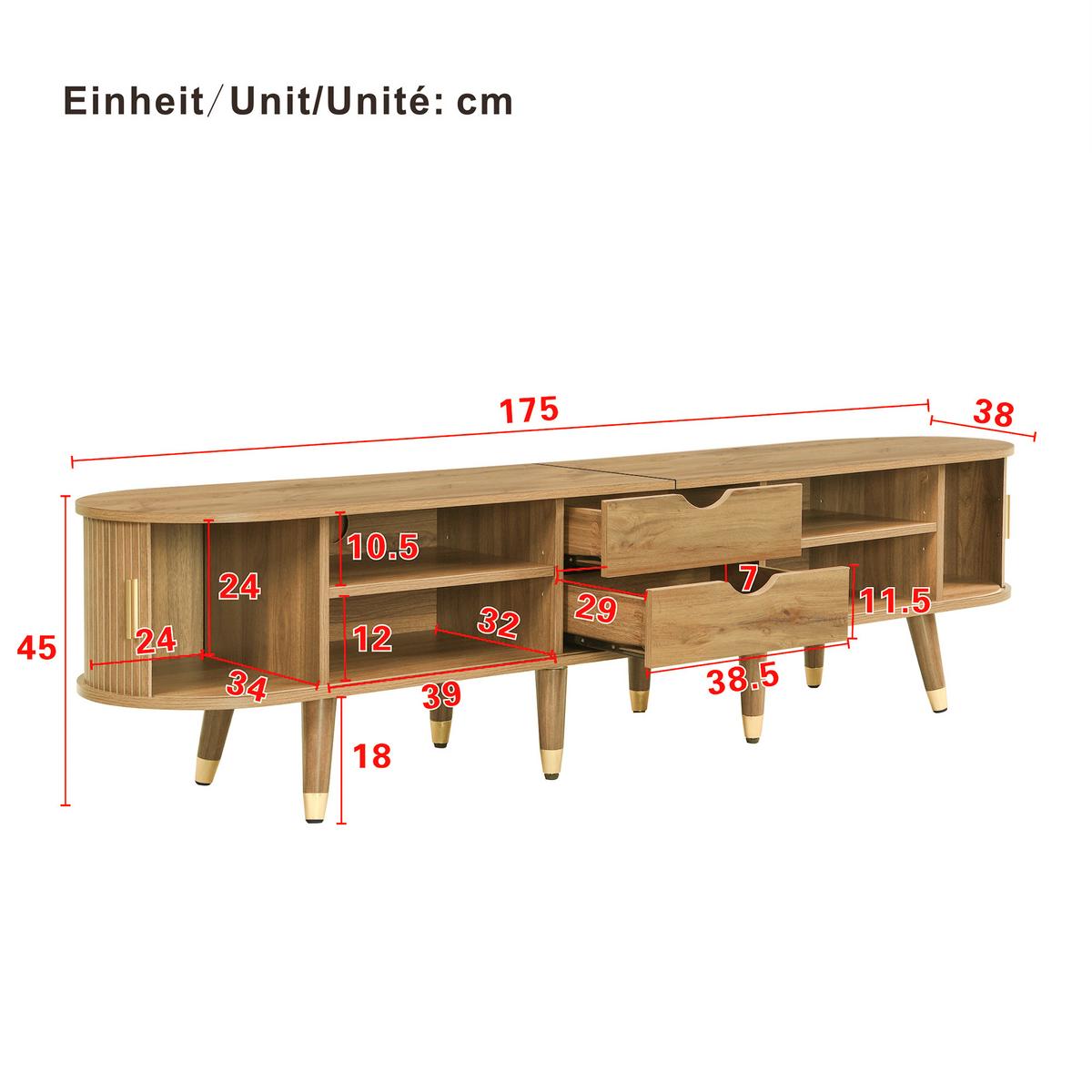 TV-SCHRANK in Holzoptik mit Schiebetür - Sonoma Eiche, Holzwerkstoff (175/45/38cm) - Urban Meuble