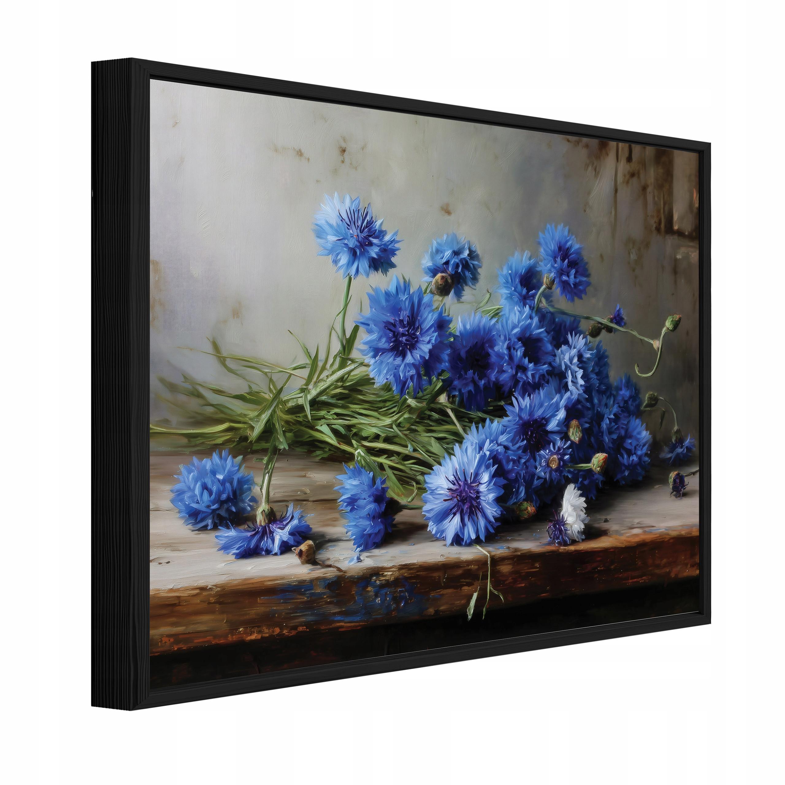 BILDER mit Rahmen Blumen Jahrgang Blau 60x40 cm - Multicolor, Holzwerkstoff (60/40cm) - Wallarena