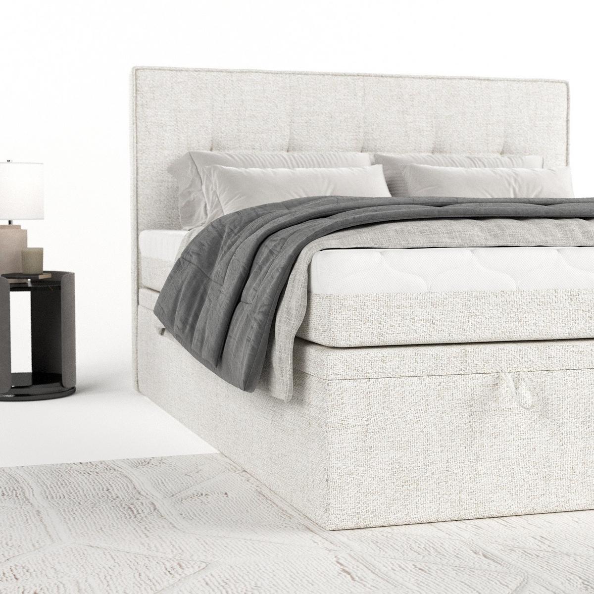 BOXBETT Arivo 160/200 cm Creme im Neve Stoff - Creme/Schwarz, Holz/Holzwerkstoff (160/200cm) - AltaBeds