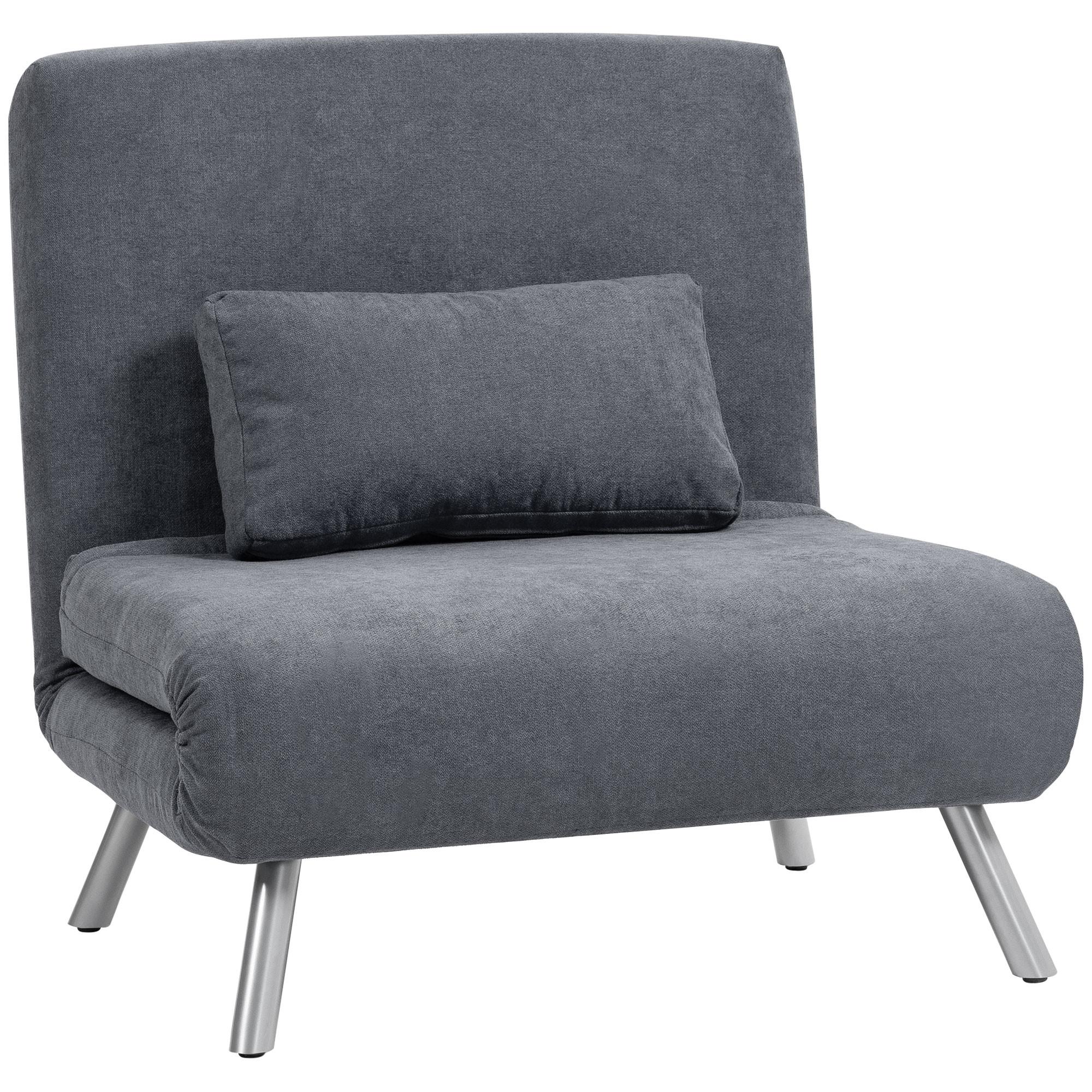SCHLAFSESSEL Polyester Metall Dunkelgrau - Dunkelgrau/Silberfarben, Textil/Metall (75/83/80cm) - HOMCOM